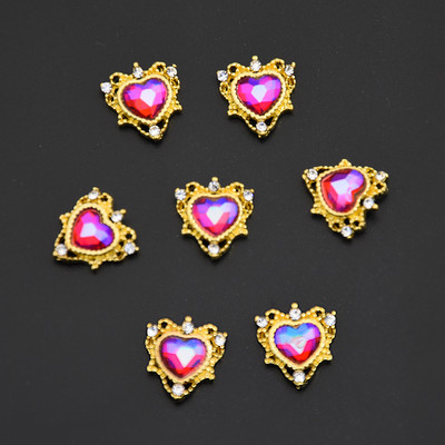 5 buc. Articole pentru unghii din aliaj 3D, modele lungi și goale, picături de apă, pentru unghii, cu strasuri, pentru inimă, accesorii pentru unghii, pentru bijuterii, pietre prețioase