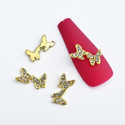 5 buc. Articole pentru unghii din aliaj 3D, modele lungi și goale, picături de apă, pentru unghii, cu strasuri, pentru inimă, accesorii pentru unghii, pentru bijuterii, pietre prețioase