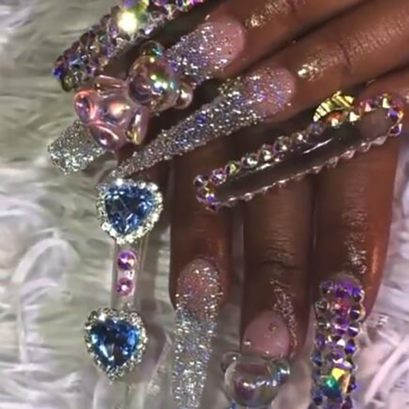 5 buc. Articole pentru unghii din aliaj 3D, modele lungi și goale, picături de apă, pentru unghii, cu strasuri, pentru inimă, accesorii pentru unghii, pentru bijuterii, pietre prețioase