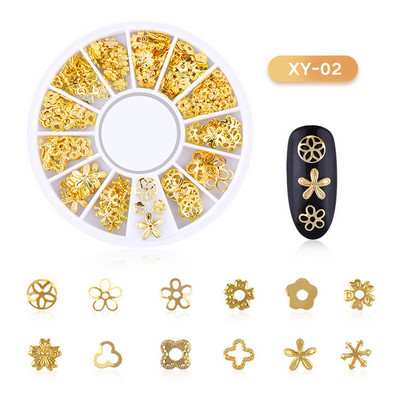 Μικτά 12 στυλ Ασημένιο 3D Star Moon Metal Rivet Ongles Διακόσμηση νυχιών Αξεσουάρ Μανικιούρ Γούρια Καρφιά για κοσμήματα από κράμα