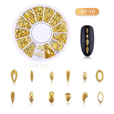 Μικτά 12 στυλ Ασημένιο 3D Star Moon Metal Rivet Ongles Διακόσμηση νυχιών Αξεσουάρ Μανικιούρ Γούρια Καρφιά για κοσμήματα από κράμα