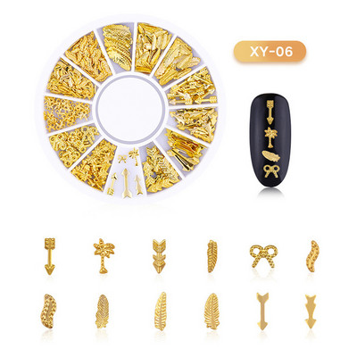 Μικτά 12 στυλ Ασημένιο 3D Star Moon Metal Rivet Ongles Διακόσμηση νυχιών Αξεσουάρ Μανικιούρ Γούρια Καρφιά για κοσμήματα από κράμα