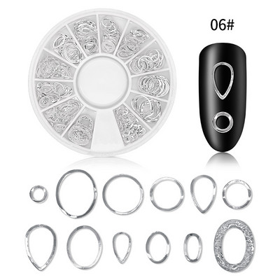 Μικτά 12 στυλ Ασημένιο 3D Star Moon Metal Rivet Ongles Διακόσμηση νυχιών Αξεσουάρ Μανικιούρ Γούρια Καρφιά για κοσμήματα από κράμα