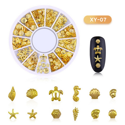 Μικτά 12 στυλ Ασημένιο 3D Star Moon Metal Rivet Ongles Διακόσμηση νυχιών Αξεσουάρ Μανικιούρ Γούρια Καρφιά για κοσμήματα από κράμα