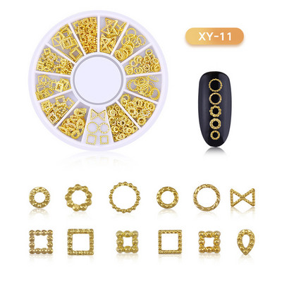 Μικτά 12 στυλ Ασημένιο 3D Star Moon Metal Rivet Ongles Διακόσμηση νυχιών Αξεσουάρ Μανικιούρ Γούρια Καρφιά για κοσμήματα από κράμα