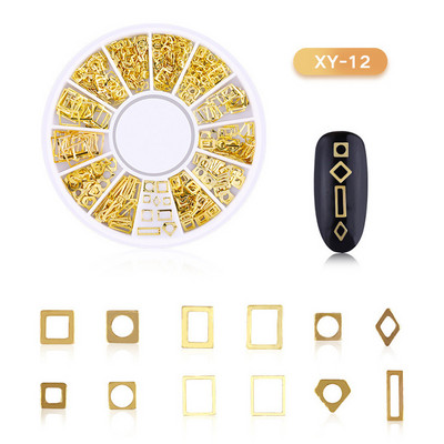 Μικτά 12 στυλ Ασημένιο 3D Star Moon Metal Rivet Ongles Διακόσμηση νυχιών Αξεσουάρ Μανικιούρ Γούρια Καρφιά για κοσμήματα από κράμα