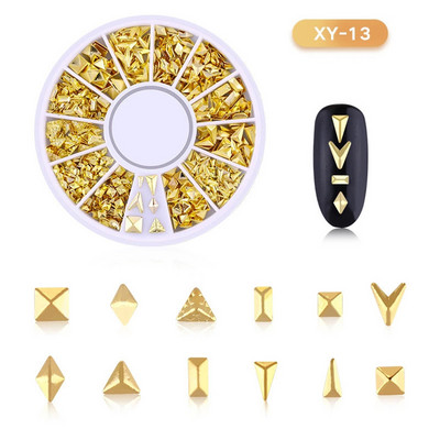 Μικτά 12 στυλ Ασημένιο 3D Star Moon Metal Rivet Ongles Διακόσμηση νυχιών Αξεσουάρ Μανικιούρ Γούρια Καρφιά για κοσμήματα από κράμα