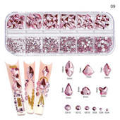 12Grilă (Fiecare-1-Formă) Nail Art Cristal Strass, AB/Roz/Roșu...Pentru unghii/pânză/Păr...Decoruri pentru pietre prețioase din sticlă Aprovizionare pentru unghii P406(1-9)