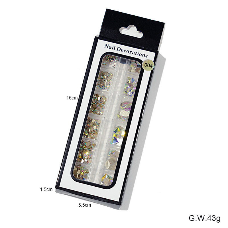 12Grilă (Fiecare-1-Formă) Nail Art Cristal Strass, AB/Roz/Roșu...Pentru unghii/pânză/Păr...Decoruri pentru pietre prețioase din sticlă Aprovizionare pentru unghii P406(1-9)