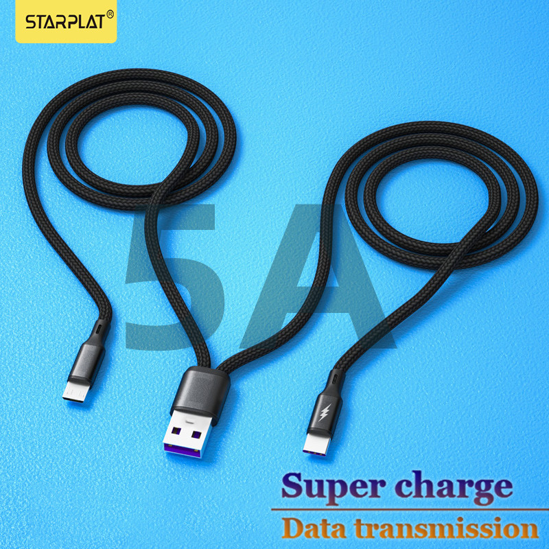 Starplat 2u1 USB tip C kabel 5A brzo punjenje za Huawei Mate 40 P50 Pro Quick Charge 2u1 USB kabel za iPhone 13 12 11 Pro