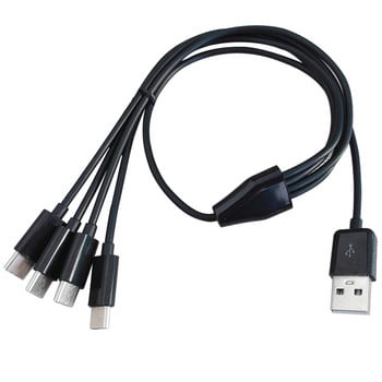 50 см мулти USB C сплитер кабел 4 в 1 кабел за зареждане с 4 мъжки щепсела Type-C за мобилен телефон кабел за зареждане на таблет 24BB