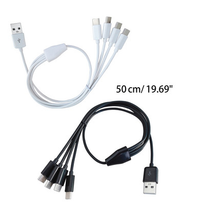 Cablu splitter multi USB C de 50 cm Cablu de încărcare 4 în 1 cu 4 mufe tip C pentru telefon mobil Cablu de încărcare tabletă 24BB