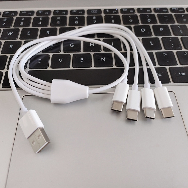 Cablu splitter multi USB C de 50 cm Cablu de încărcare 4 în 1 cu 4 mufe tip C pentru telefon mobil Cablu de încărcare tabletă 24BB