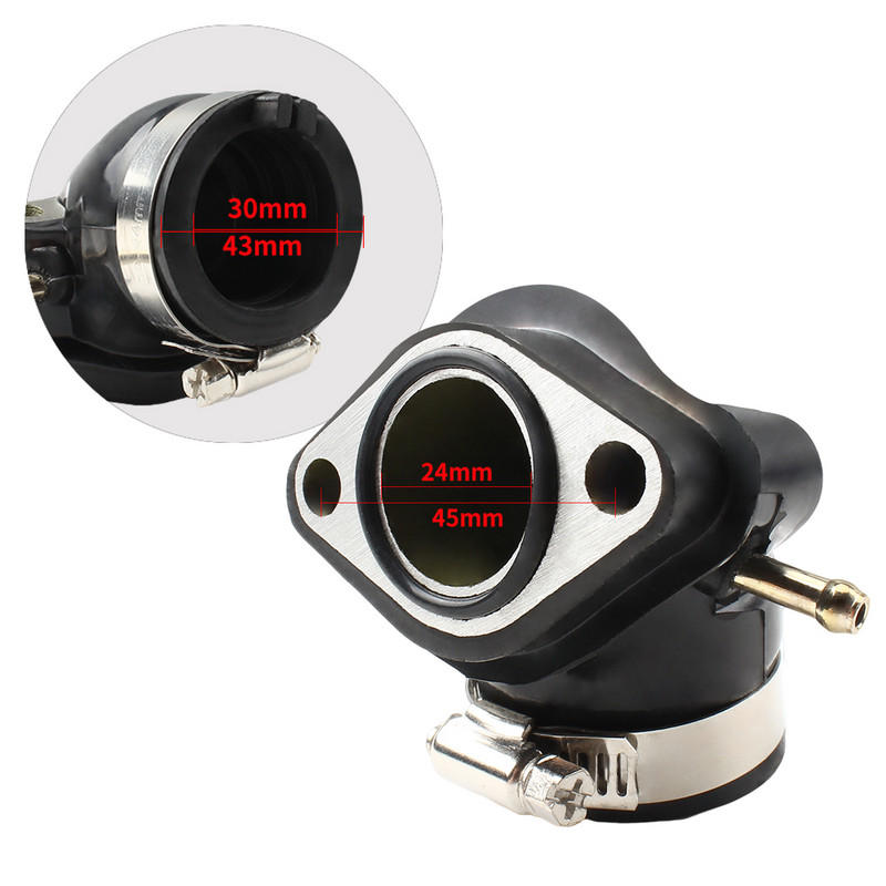 GY6 našumo dalys karbiuratoriaus kolektoriaus gumos sąsaja, skirta MIKUNI PD24J BS24 125cc 4 taktų ATV Go Kart įleidimo angos adapteriui