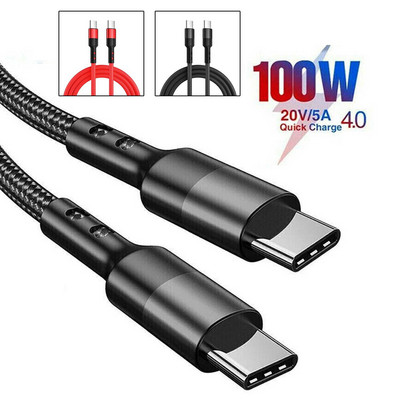 No USB C uz USB C pīts ātrs lādētājs 100 W 5 A PD pīts USB C kabelis Ātrās uzlādes kabelis 100 W divējāda C tipa kabelis iPhone iPad