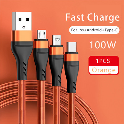 6A 3-ühes laadimiskaabel C-tüüpi mikro-USB-kiirlaadija C-tüüpi mikro-USB-kaabli andmekaablid iPhone`i Sansung Xiaomi Huawei jaoks