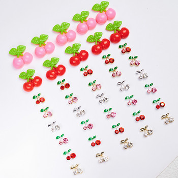 10/20 τμχ 3D Cherry Nail Art Charms 1,8*1,7cm Κόκκινο/Ροζ/Clear Cherry Crystal 3d Sweet Cherry Manicure Rhinestones Διακόσμηση JE-10