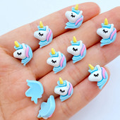 20 buc Kawaii Cartoon Blue Unicorn Strasuri pentru unghii Pietre prețioase Glitter Acrilic Nail Art Bijuterii Manichiură Accesorii pentru decorarea unghiilor