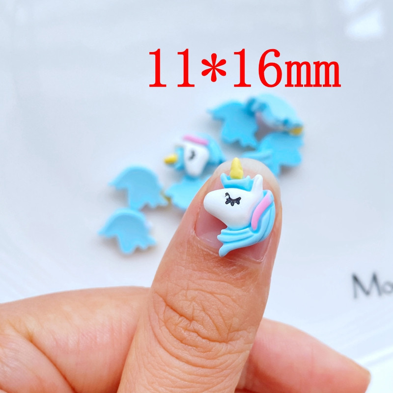 20 buc Kawaii Cartoon Blue Unicorn Strasuri pentru unghii Pietre prețioase Glitter Acrilic Nail Art Bijuterii Manichiură Accesorii pentru decorarea unghiilor