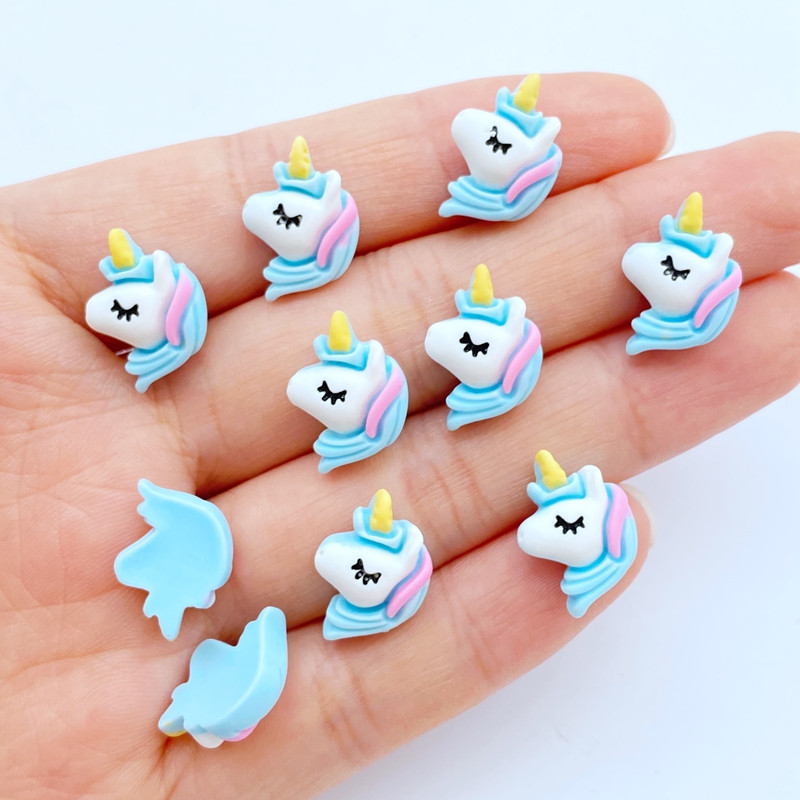 20 buc Kawaii Cartoon Blue Unicorn Strasuri pentru unghii Pietre prețioase Glitter Acrilic Nail Art Bijuterii Manichiură Accesorii pentru decorarea unghiilor