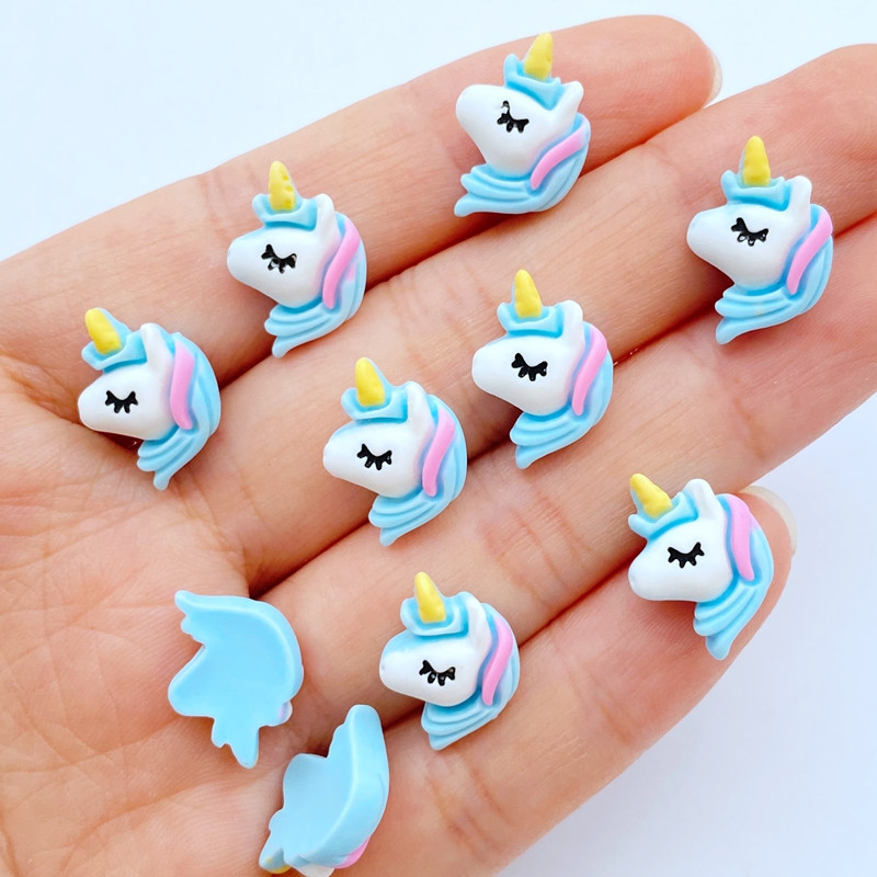 20 buc Kawaii Cartoon Blue Unicorn Strasuri pentru unghii Pietre prețioase Glitter Acrilic Nail Art Bijuterii Manichiură Accesorii pentru decorarea unghiilor