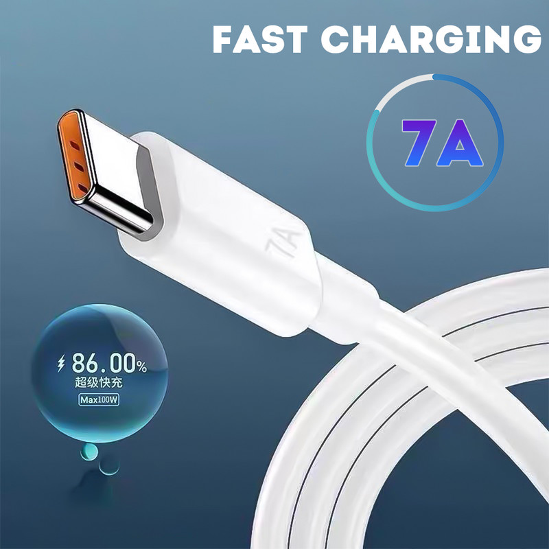 Καλώδιο Super-Fast Charging USB Type C 7A 100W για Samsung Xiaomi Huawei Mate 40 Καλώδια φόρτισης κινητών τηλεφώνων Καλώδιο δεδομένων