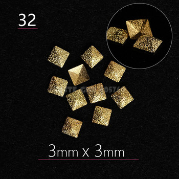 400 ΤΕΜ/ΣΥΣΚΕΥΑΣΙΑ Ασημί παγωμένο χρυσό 3D ορθογώνιο τρίγωνο τετράγωνο αστέρι Καρδιά οβάλ σταγόνα μεταλλικά καρφιά Nail Art Πολύτιμοι λίθοι Καρφώματα Διακοσμήσεις