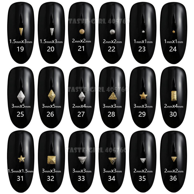 400 buc./pachet Argintiu matuit Aur 3D dreptunghi triangul pătrat stea inimă oval picătură crampoane de metal nail art pietre prețioase nituri decorațiuni