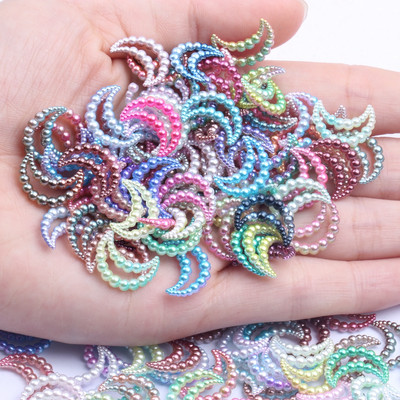 11x15mm 70 τμχ Moon Rainbow Imitation Pearl Art Ρητίνη Rhinestones Flatback DIY Crafts Κοσμήματα Κατασκευή Στολισμός Γάμου