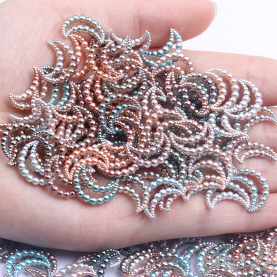 11x15mm 70 τμχ Moon Rainbow Imitation Pearl Art Ρητίνη Rhinestones Flatback DIY Crafts Κοσμήματα Κατασκευή Στολισμός Γάμου