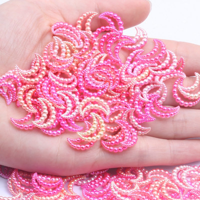 11x15mm 70 τμχ Moon Rainbow Imitation Pearl Art Ρητίνη Rhinestones Flatback DIY Crafts Κοσμήματα Κατασκευή Στολισμός Γάμου