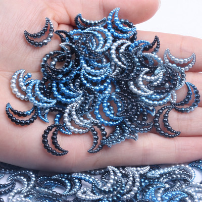 11x15mm 70 τμχ Moon Rainbow Imitation Pearl Art Ρητίνη Rhinestones Flatback DIY Crafts Κοσμήματα Κατασκευή Στολισμός Γάμου