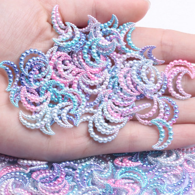 11x15mm 70 τμχ Moon Rainbow Imitation Pearl Art Ρητίνη Rhinestones Flatback DIY Crafts Κοσμήματα Κατασκευή Στολισμός Γάμου