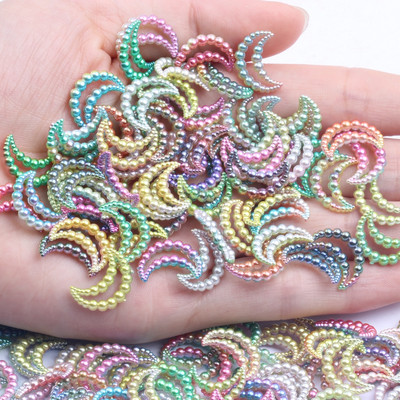 11x15mm 70 τμχ Moon Rainbow Imitation Pearl Art Ρητίνη Rhinestones Flatback DIY Crafts Κοσμήματα Κατασκευή Στολισμός Γάμου