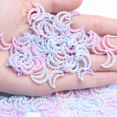11x15mm 70 τμχ Moon Rainbow Imitation Pearl Art Ρητίνη Rhinestones Flatback DIY Crafts Κοσμήματα Κατασκευή Στολισμός Γάμου