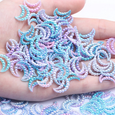 11x15mm 70 τμχ Moon Rainbow Imitation Pearl Art Ρητίνη Rhinestones Flatback DIY Crafts Κοσμήματα Κατασκευή Στολισμός Γάμου