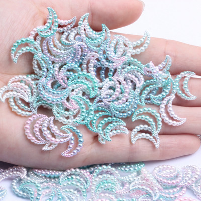 11x15mm 70 τμχ Moon Rainbow Imitation Pearl Art Ρητίνη Rhinestones Flatback DIY Crafts Κοσμήματα Κατασκευή Στολισμός Γάμου