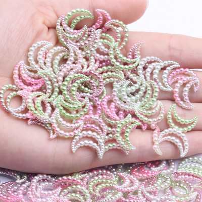 11x15mm 70 τμχ Moon Rainbow Imitation Pearl Art Ρητίνη Rhinestones Flatback DIY Crafts Κοσμήματα Κατασκευή Στολισμός Γάμου