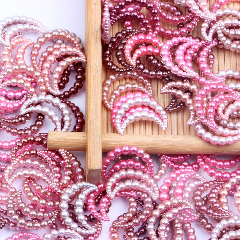 11x15mm 70 τμχ Moon Rainbow Imitation Pearl Art Ρητίνη Rhinestones Flatback DIY Crafts Κοσμήματα Κατασκευή Στολισμός Γάμου