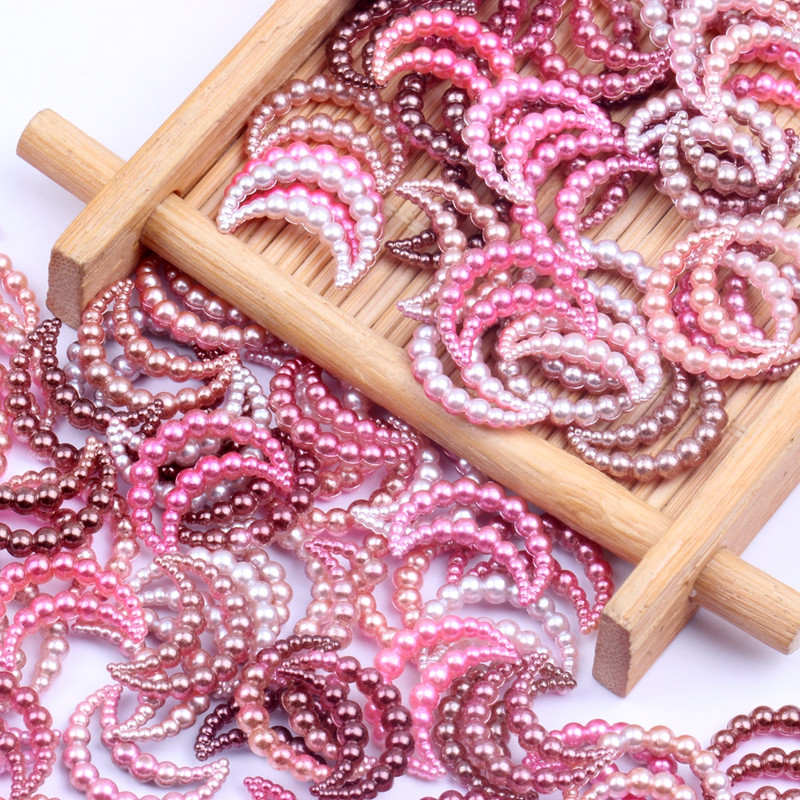 11x15mm 70 τμχ Moon Rainbow Imitation Pearl Art Ρητίνη Rhinestones Flatback DIY Crafts Κοσμήματα Κατασκευή Στολισμός Γάμου