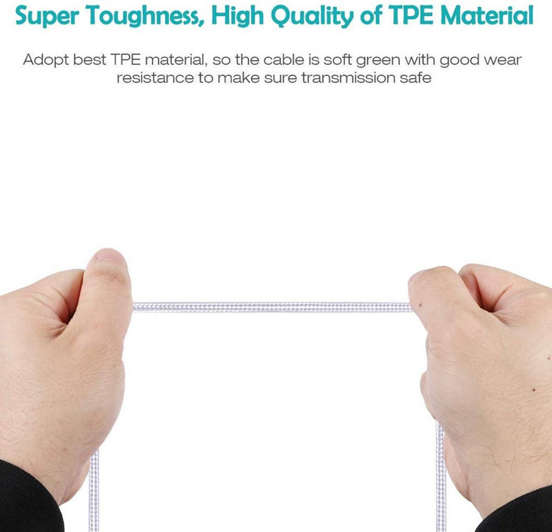 USB-kaabel iPhone 30 Pin nailonpunutis kiirlaadija andmekaabel Apple iPhone 4 4s 3G 3GS 2G iPad 1/2/3 iPod Touch iPod Nano jaoks