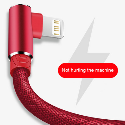 90 grādu ātrās uzlādes USB kabelis iPhone 11 12 13 Pro Max X XR 6s 7 8 SE iPad svina mobilā tālruņa vada datu lādētāja vads 2m 3m