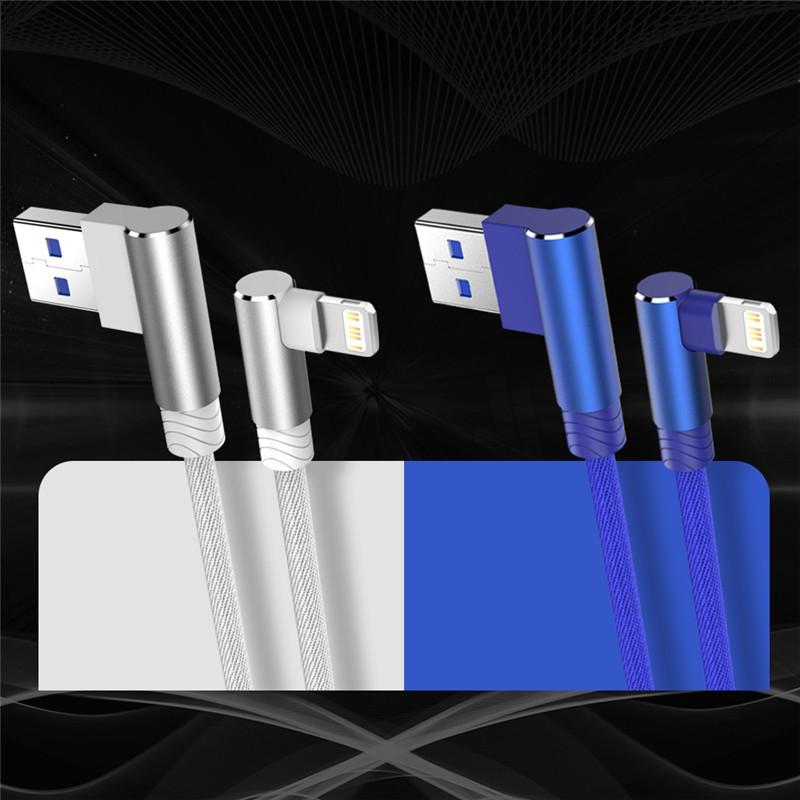 90 laipsnių greito įkrovimo USB laidas skirtas iPhone 11 12 13 Pro Max X XR 6s 7 8 SE iPad švino mobiliojo telefono laido duomenų įkroviklio laidas 2m 3m