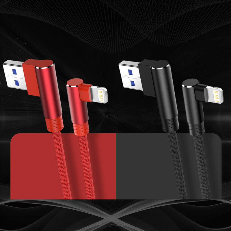 90 laipsnių greito įkrovimo USB laidas skirtas iPhone 11 12 13 Pro Max X XR 6s 7 8 SE iPad švino mobiliojo telefono laido duomenų įkroviklio laidas 2m 3m