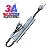 Cablu USB 3 în 1 de încărcare rapidă pentru Samsung Huawei Xiaomi Încărcător de telefon breloc Cablu de date retractabil pentru iPhone 14 13 12 11 Pro