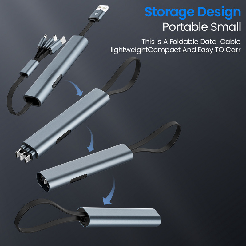 Cablu USB 3 în 1 de încărcare rapidă pentru Samsung Huawei Xiaomi Încărcător de telefon breloc Cablu de date retractabil pentru iPhone 14 13 12 11 Pro