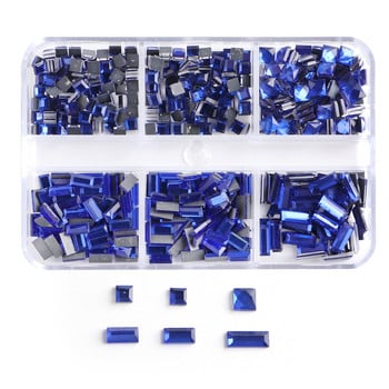 Bling Blue Nail Rhinestones Crystal 3D Alloy Nail Art Charms Flat Bottom Mixed Shape Diamond Gems Luxury Nail Supply CHYW28