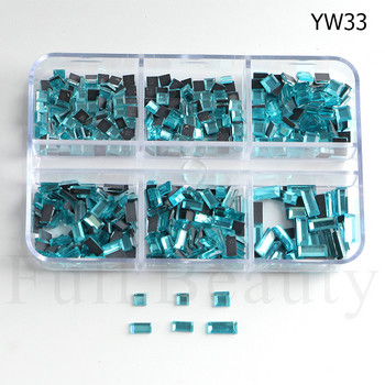 Bling Blue Nail Rhinestones Crystal 3D Alloy Nail Art Charms Flat Bottom Mixed Shape Diamond Gems Luxury Nail Supply CHYW28