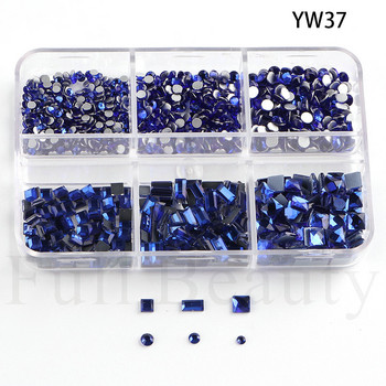 Bling Blue Nail Rhinestones Crystal 3D Alloy Nail Art Charms Flat Bottom Mixed Shape Diamond Gems Luxury Nail Supply CHYW28