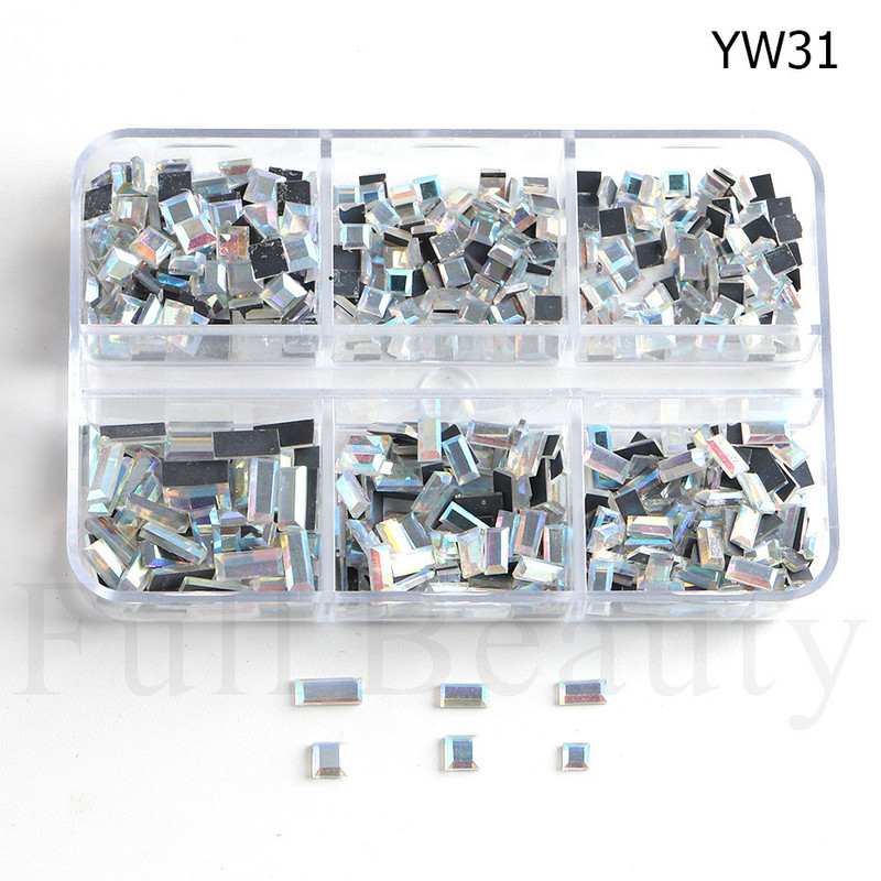 Bling mėlynas nagų krištolas krištolinis 3D lydinys nagų dailės žavesiai plokščiu dugnu, mišrios formos deimantiniai brangakmeniai prabangūs nagų reikmenys CHYW28